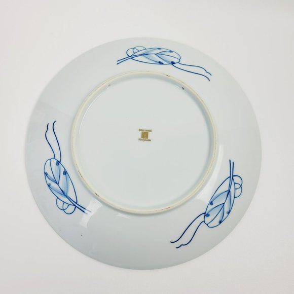 Gold Imari Hand Painted 12" Wall Plate Vintage Japanese Floral & Bird Wall Decor - Picture 8 of 11